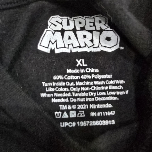 Super Mario Bros Mushroom Kingdom Est. 85 Black T Shirt Size XL - Picture 2 of 4